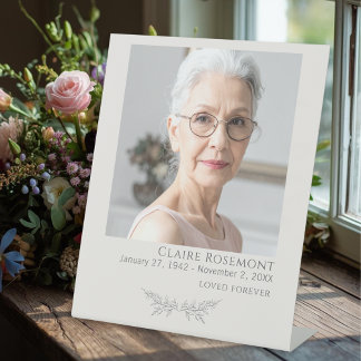 Elegant Floral Funeral Photo Pedestal Sign 台座サイン