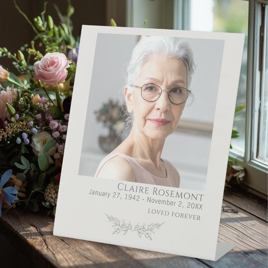 Elegant Floral Funeral Photo Pedestal Sign 台座サイン