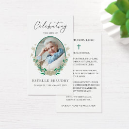 Elegant Floral Funeral Photo Sympathy Prayer Cards