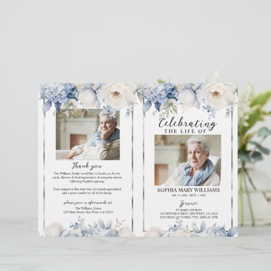 Elegant Floral Funeral Program | Order of Service (スタンド正面)