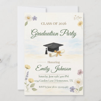Elegant Floral Garden 2026 Graduation Invite 招待状