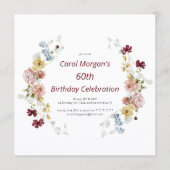 Elegant Floral Garden 60th Birthday Invitation 招待状 (正面)