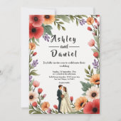 Elegant Floral Garden Bride & Groom Summer Wedding 招待状 (正面)