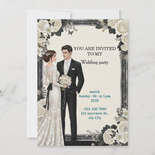 Elegant Floral Garden Custom Wedding Invitation 招待状 (正面)