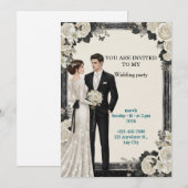 Elegant Floral Garden Custom Wedding Invitation 招待状 (正面/裏面)