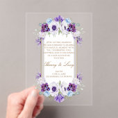 Elegant Floral Garden Oval Frame Blue Lilac Gold アクリル招待状 (インサイチュ (ポータブル))