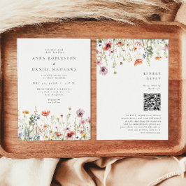 Elegant Floral Garden QR Code Wedding 招待状