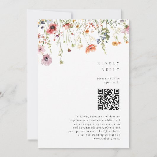 Elegant Floral Garden QR Code Wedding 招待状 (裏面)