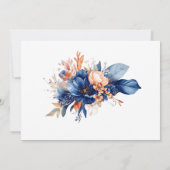 Elegant Floral Garden Terracotta Navy Blue Wedding セーブザデート (裏面)