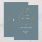 Elegant Floral Garland | Save the Date 招待状 (正面/裏面)