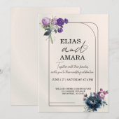 Elegant Floral Geometric Wedding Invitation 招待状 (正面/裏面)