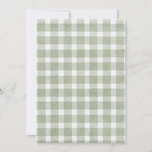 Elegant Floral Girl Sage Bow Framed Baby Shower 招待状 (裏面)