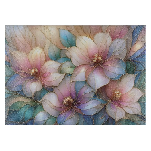 Elegant Floral Glass Cutting Board カッティングボード (正面)