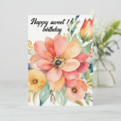 Elegant Floral & Glitter Sweet 16th Birthday 招待状 (スタンド正面)