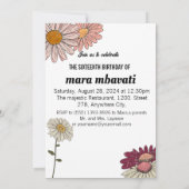 Elegant Floral & Glitter Sweet 16th Birthday 招待状 (裏面)