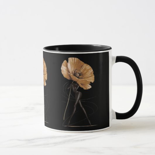 Elegant Floral Goddess Fashion Illustration Mug マグカップ (右)