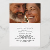 Elegant Floral Gold 50th Photo Wedding Anniversary 箔招待状 (裏面)