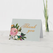 Elegant Floral Gold Foil 80th Birthday  Thank You 箔グリーティングカード (正面)