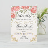 Elegant Floral Gold Gender Reveal Poll 招待状 (スタンド正面)