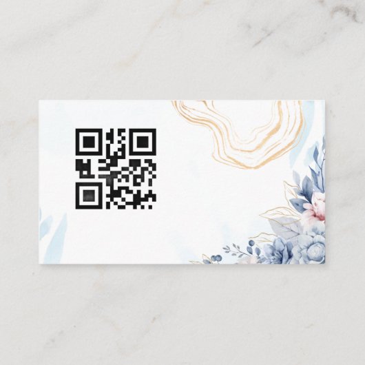 Elegant Floral Gold Line QR Code Business Card 名刺 (裏面)