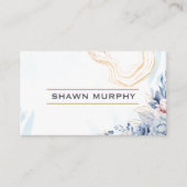 Elegant Floral Gold Line QR Code Business Card 名刺 (正面)