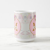 Elegant Floral Gold Monogram | Name & Initial コーヒーマグカップ (中央)