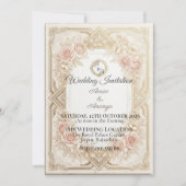 Elegant Floral Gold Wedding Invitation | Editable 招待状 (正面)