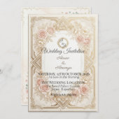 Elegant Floral Gold Wedding Invitation | Editable 招待状 (正面/裏面)