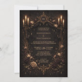 Elegant floral gothic halloween wedding Invitation 招待状 (正面)
