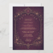 Elegant floral gothic halloween wedding Invitation 招待状 (正面)