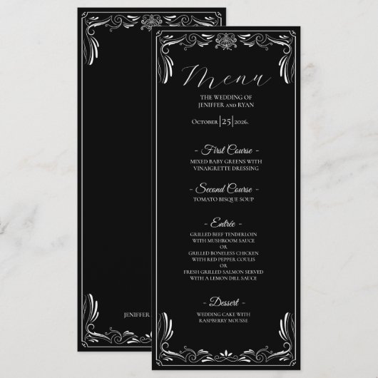 Elegant floral Gothic Wedding Menu メニュー (正面/裏面)