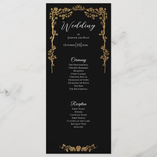 Elegant floral Gothic Wedding Program メニュー (正面)