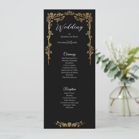 Elegant floral Gothic Wedding Program メニュー (スタンド正面)