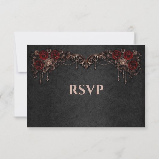 Elegant floral gothic Wedding RSVP Card (裏面)
