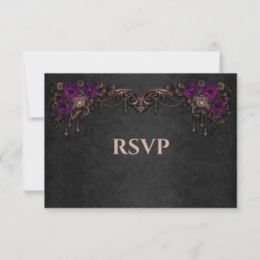 Elegant floral gothic Wedding RSVP Card (裏面)