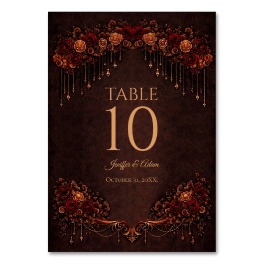 Elegant floral Gothic Wedding Table number テーブルナンバー (正面)