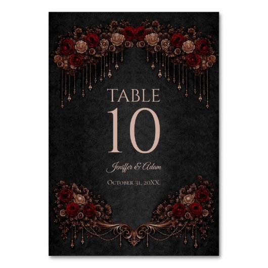 Elegant floral Gothic Wedding Table number テーブルナンバー (正面)