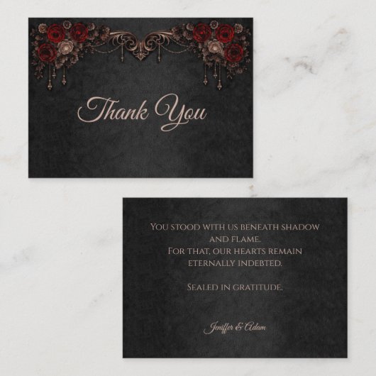 Elegant floral Gothic wedding Thank You ノートカード (正面/裏面)