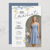 Elegant Floral Graduation  招待状 (正面/裏面)