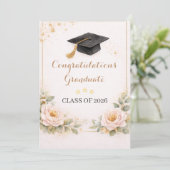 Elegant Floral Graduation Card 2026 カード (スタンド正面)