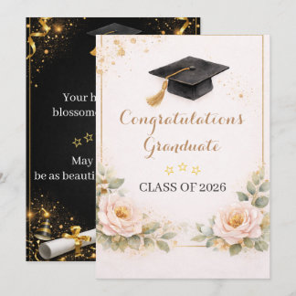 Elegant Floral Graduation Card 2026 カード