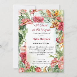 Elegant Floral Graduation Celebration Invitation 招待状