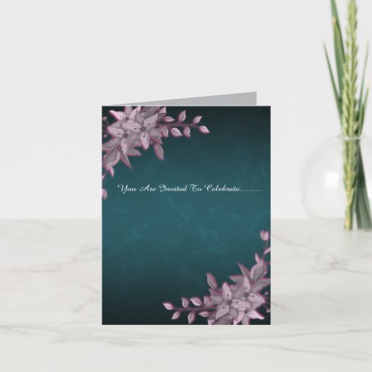 Elegant Floral Graduation Folded Invitation カード (正面)