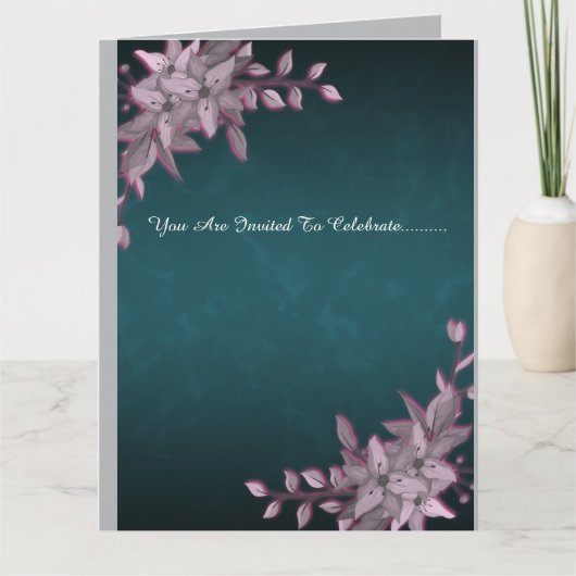 Elegant Floral Graduation Folded Invitation   カード (正面)