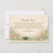 Elegant Floral Graduation Party Celebration サンキューカード (正面)