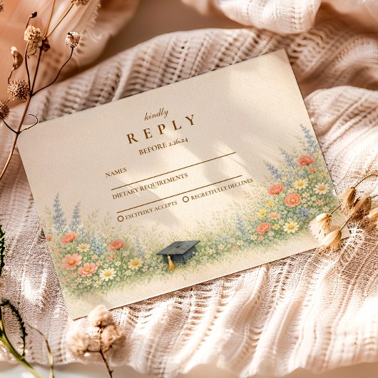 Elegant Floral Graduation Party Celebration 出欠カード