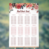 Elegant Floral & Gray Striped Wedding Guest Seatin アクリルサイン (ニュートラル)