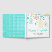 Elegant Floral Green and Blue Bridal Shower ゲストブック (全面)
