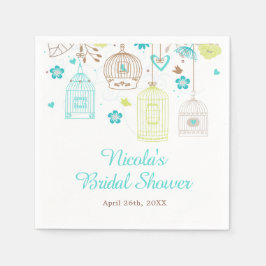 Elegant Floral Green and Blue Bridal Shower スタンダードカクテルナプキン