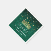 Elegant Floral Green Gold Crown Birthday Template スタンダードカクテルナプキン (角)